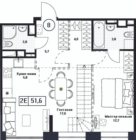 Продажа 2-комн квартиры в новостройке Пушкино г., Нижняя ул.,  к. 1