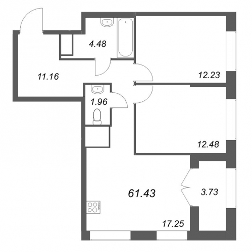 2-комн квартира Санкт-Петербург г., Русановская ул.,  к. 1