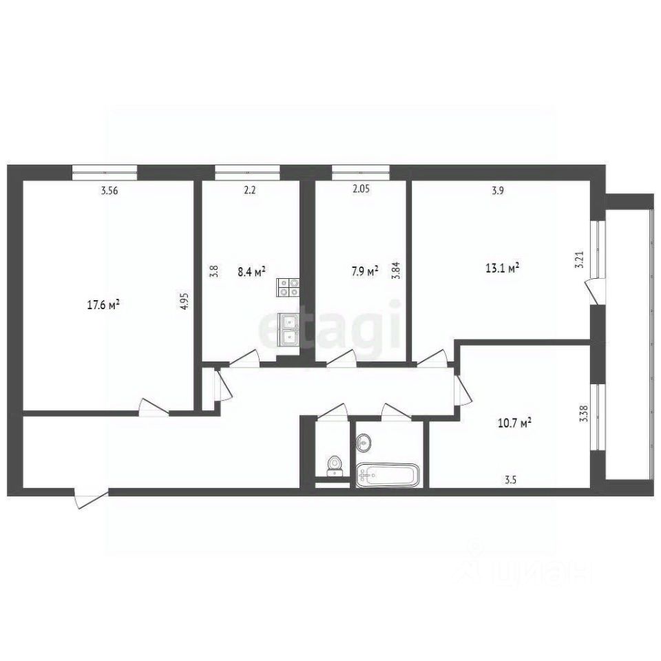 Продажа 4-комн квартиры на вторичном рынке Павлино мкр, Балашиха