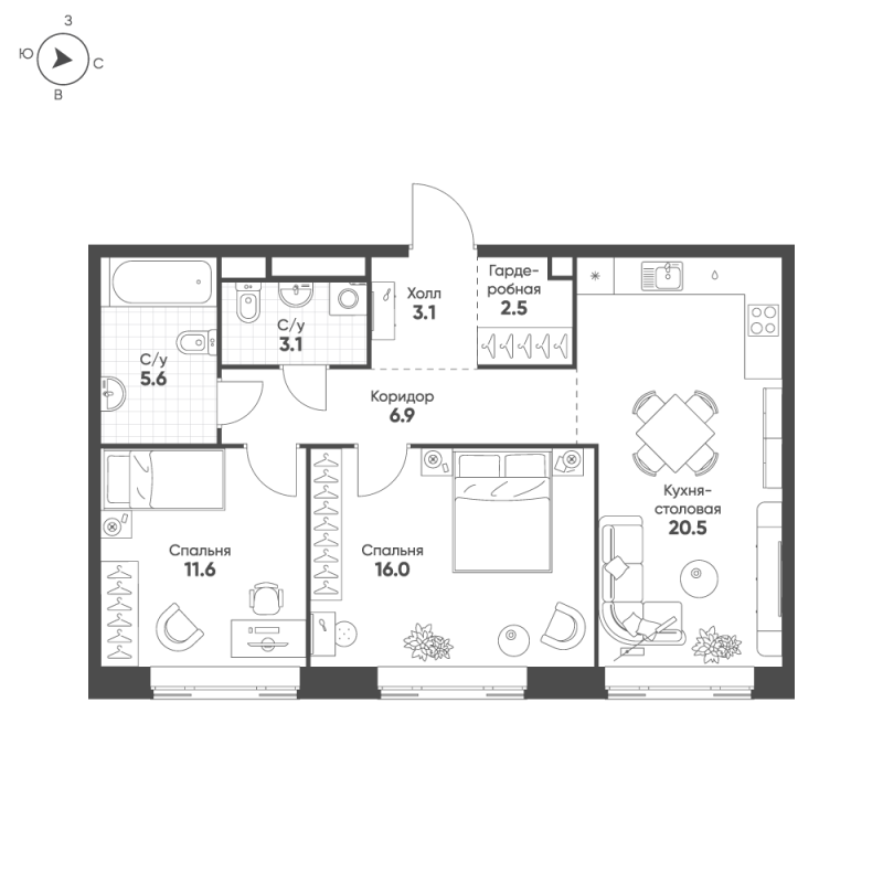 Продажа 2-комн квартиры в новостройке Москва г., Октябрьская ул.,  к. 1