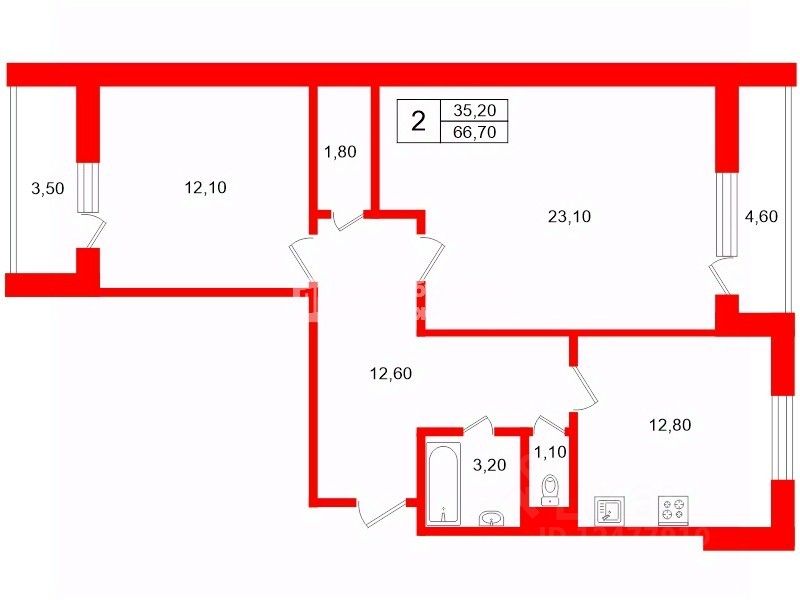 Продажа 2-комн квартиры на вторичном рынке проспект Авиаконструкторов, 45К1