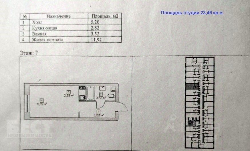 Продажа студии Автомобильный проезд, 4