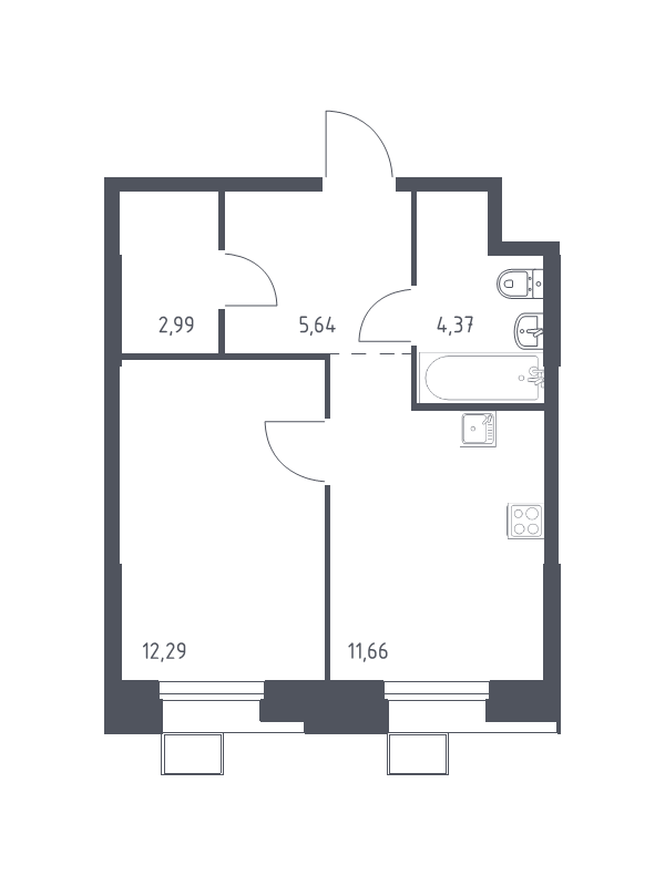 Продажа 1-комн квартиры в новостройке Дудкино д., Цветочная ул.,  к. 2.2