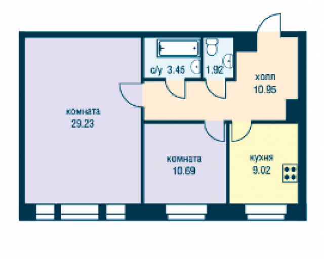 Планировка ЖК Эдельвейс, 10.95 м2
