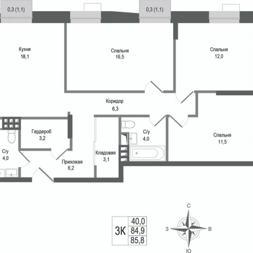 3-комн квартира Королев г,  к. 2