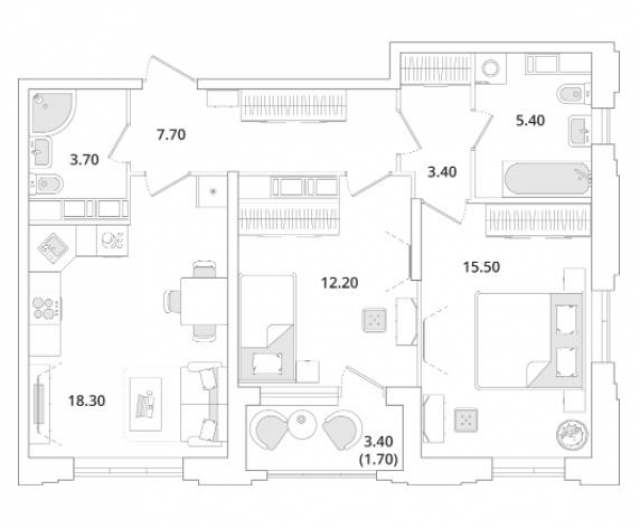 Планировка ЖК Тайм Сквер, 27.7 м2