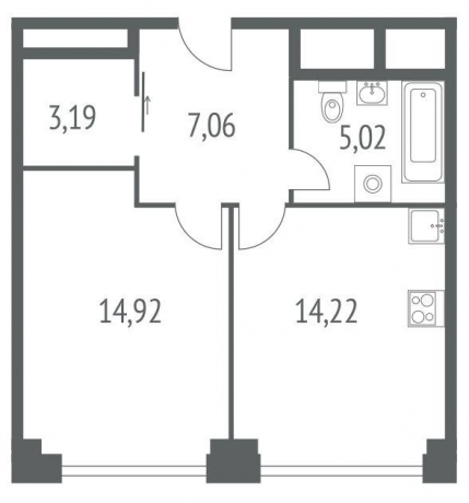 Планировка ЖК iLove, 14.92 м2