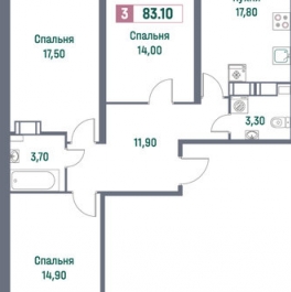 Продажа 3-комн квартиры на вторичном рынке Муринское городское поселение, , Мурино, Ручьевский пр-кт,  д. 1/24
