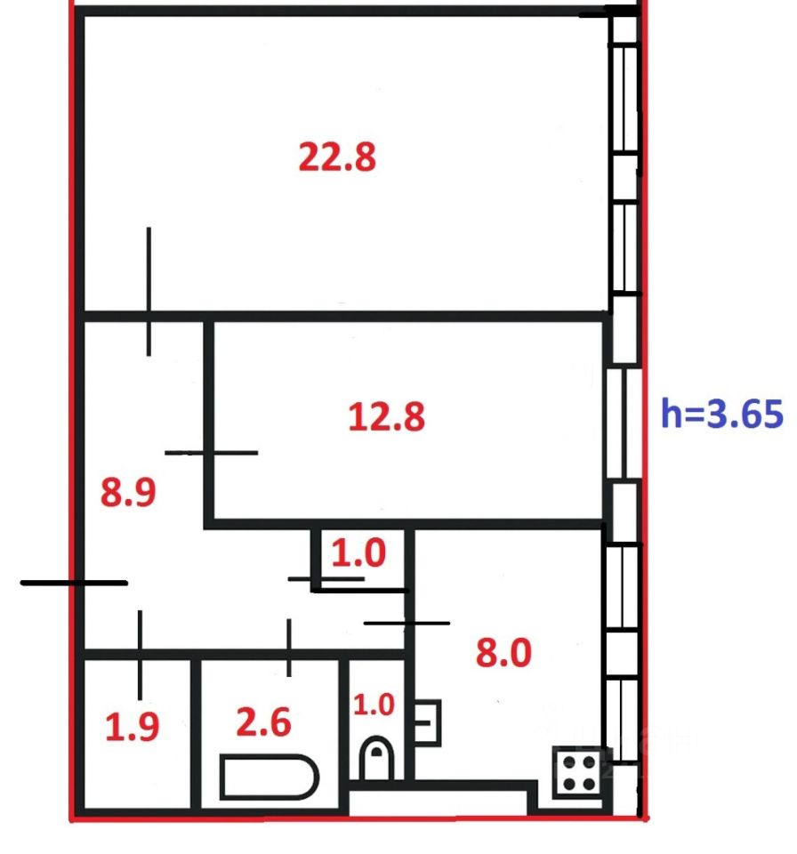 Продажа 2-комн квартиры на вторичном рынке улица Чайковского, 77