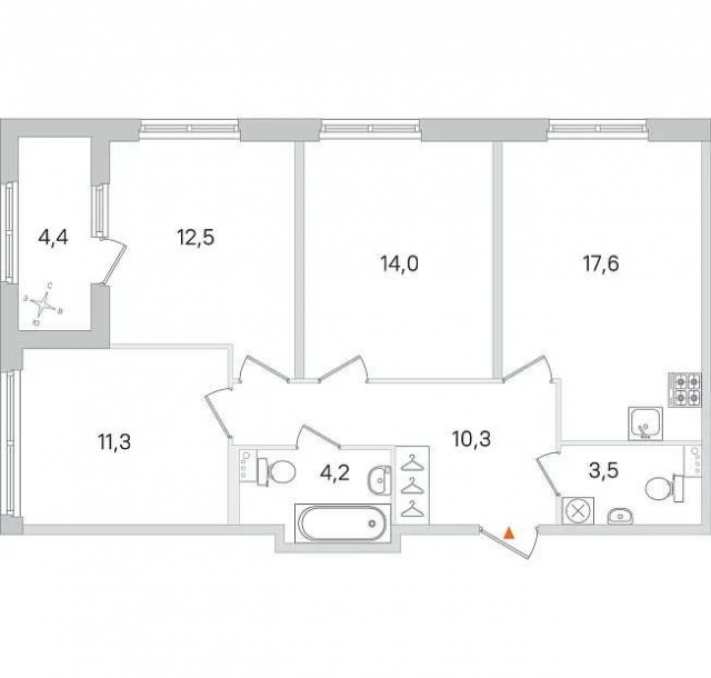 Планировка ЖК Дубровский, 37.8 м2