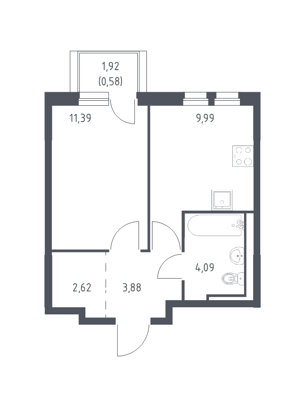 Продажа 1-комн квартиры в новостройке Новосаратовка д., Покровская Дорога ул.,  к. 1.1