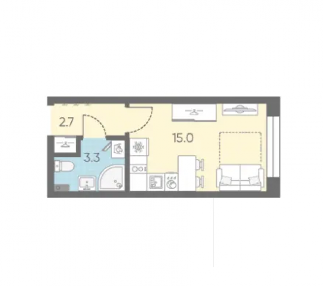 Планировка ЖК ЛСР. Измайловский, 15 м2