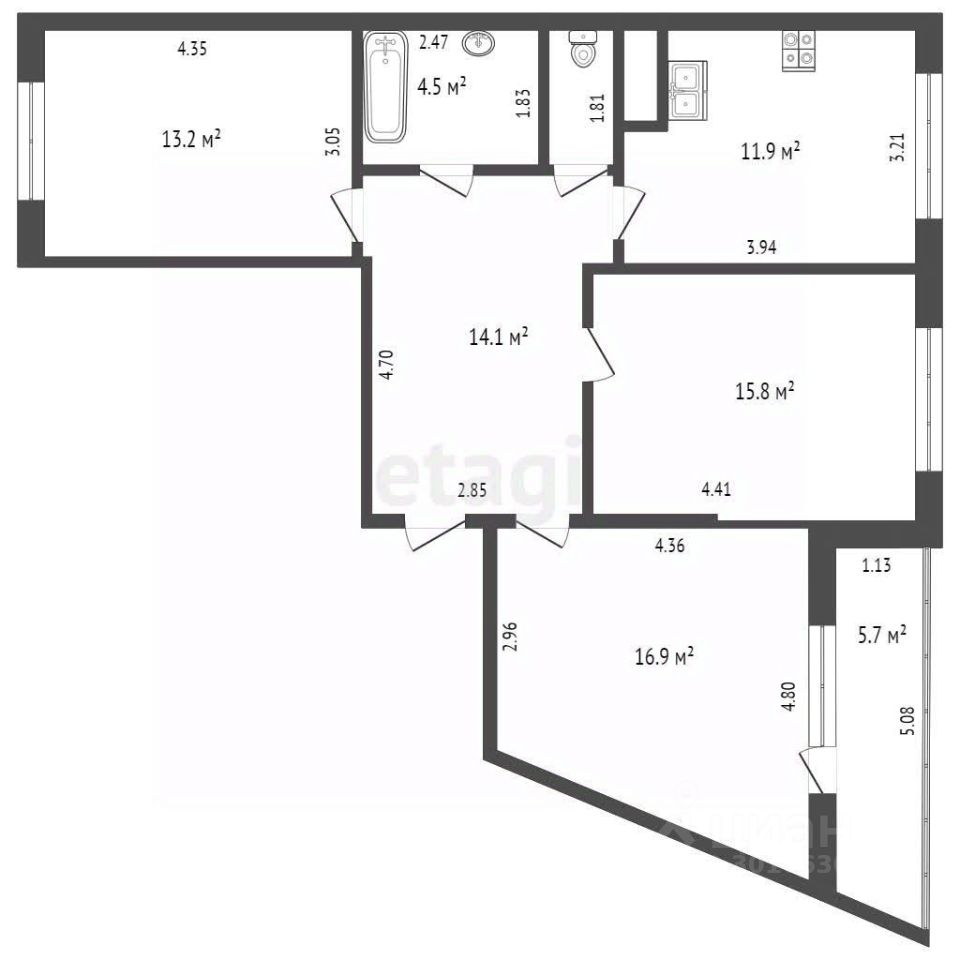 Продажа 3-комн квартиры на вторичном рынке Клин, улица Чайковского, 60к2