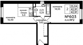 Планировка ЖК Зеленые аллеи, 14.6 м2