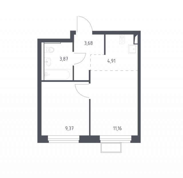 Планировка ЖК Квартал Сабурово, 9.37 м2
