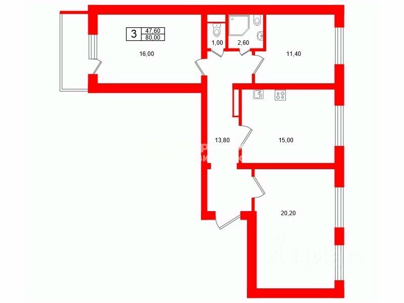 Продажа 3-комн квартиры на вторичном рынке Рыбацкий проспект, 29К1