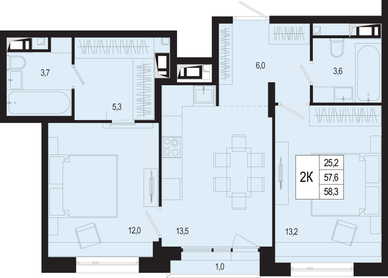 Продажа 2-комн квартиры в новостройке Борисовка д., Полевая ул.,  к. 17