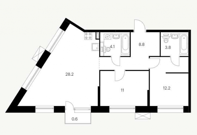 Планировка ЖК Аэронавт, 22.4 м2