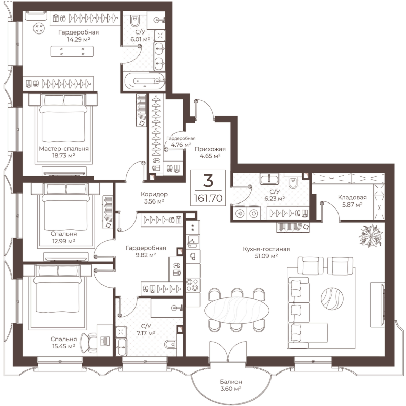 Продажа 3-комн квартиры в новостройке Москва г., Обуха пер.,  к. 2