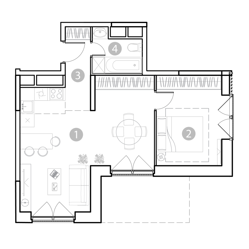 Продажа 1-комн квартиры в новостройке Москва г., Потешная ул.,  к. 1