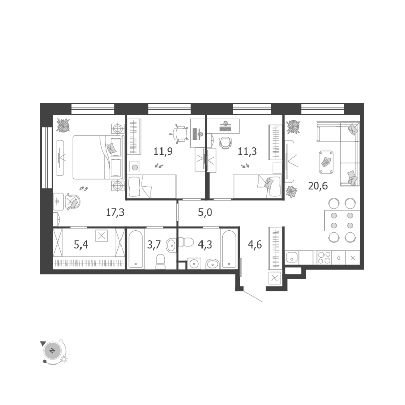 Продажа 3-комн квартиры в новостройке Москва г., Автозаводская ул.,  к. 3.4