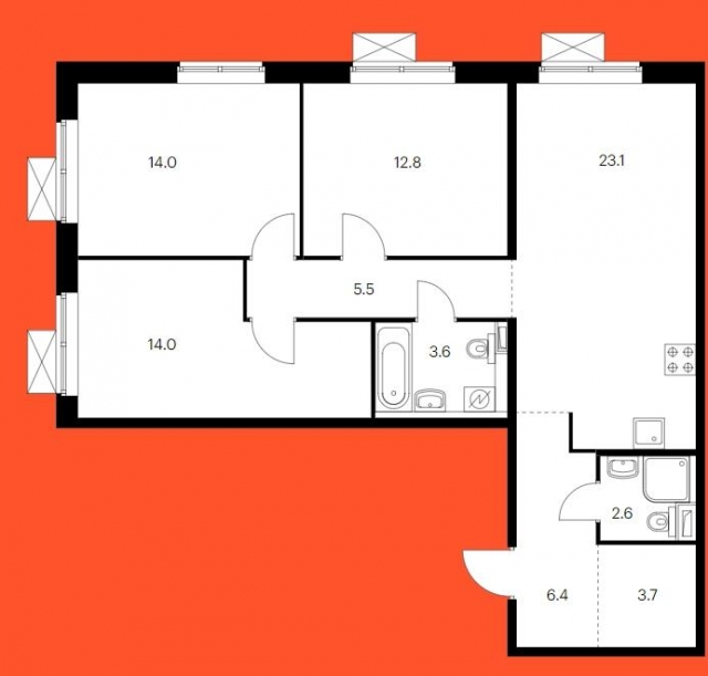 Планировка ЖК Никольские луга, 40.8 м2