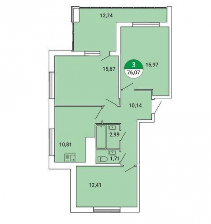 Планировка ЖК 4YOU, 31.64 м2