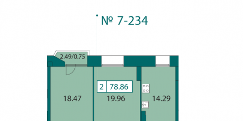 2-комн квартира ул. Смольного,  д. 7,  к. 1