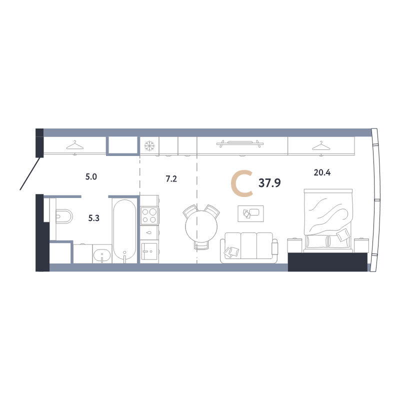 Продажа студии Пресненский р-н, 2-й Красногвардейский проезд,  к. Башня Б