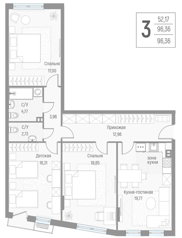 Продажа 3-комн квартиры в новостройке Крюково д., Высокая ул.,  к. 1