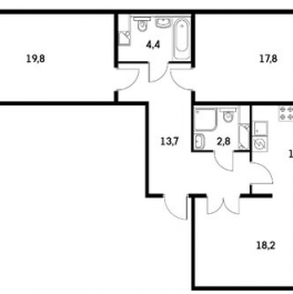 Продажа 3-комн квартиры на вторичном рынке улица Александры Монаховой,  д. 88 к2