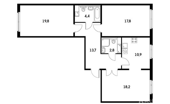 Продажа 3-комн квартиры на вторичном рынке улица Александры Монаховой,  д. 88 к2