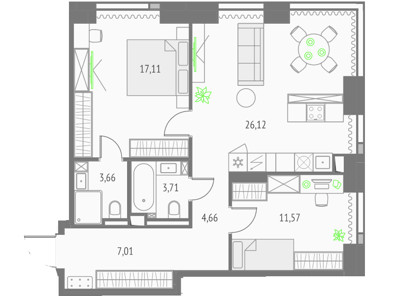 Продажа 2-комн квартиры в новостройке Москва г., Огородный проезд,  к. Атлас