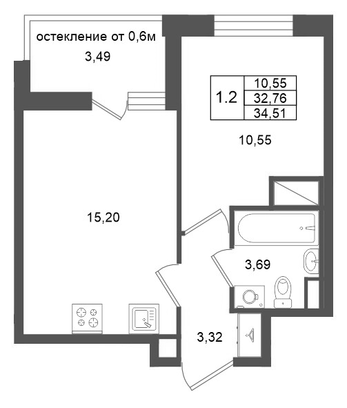 Продажа 1-комн квартиры в новостройке Новосаратовка д., Покровская Дорога ул.,  к. 15