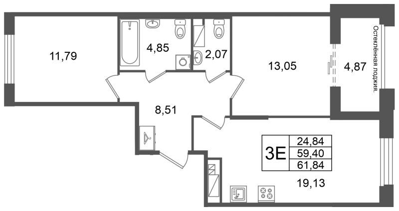 Продажа 2-комн квартиры в новостройке Санкт-Петербург г., Рижский пр-кт,  к. 2
