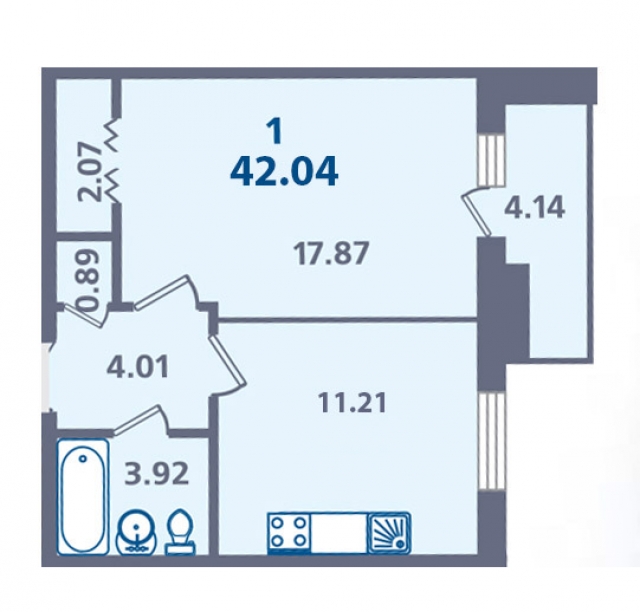 Планировка ЖК Капитан Немо, 19.94 м2