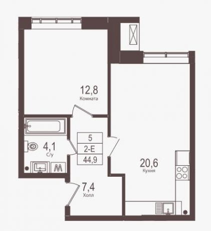 Планировка ЖК Городские резиденции SPIRES, 12.8 м2