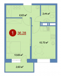 Планировка ЖК Новые Островцы, 13.65 м2