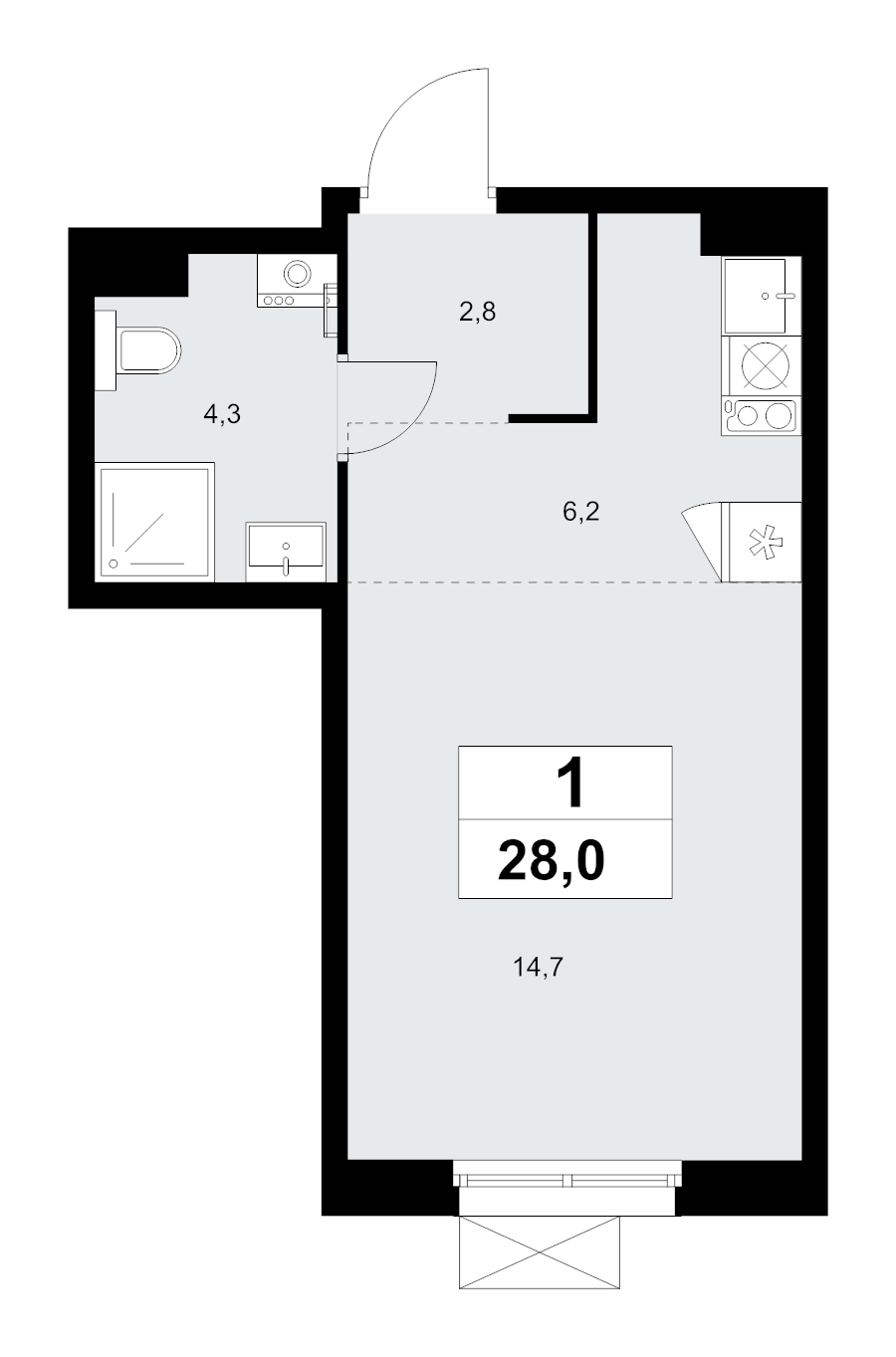 Продажа студии Прокшино д., Проектируемый проезд № 7029,  к. 9.4
