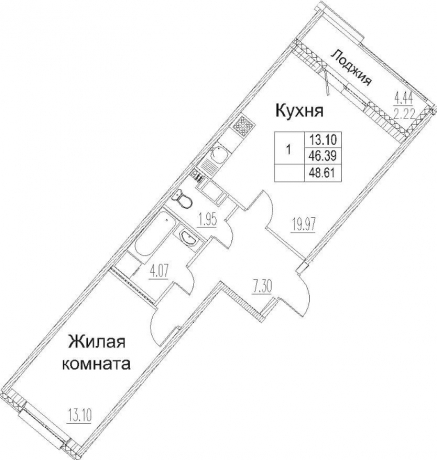 Планировка ЖК Modum, 13.1 м2