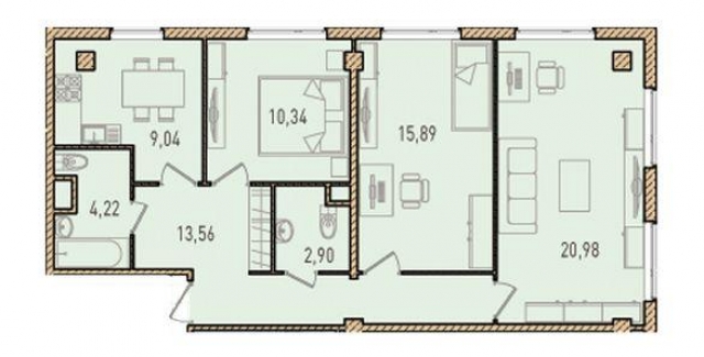 Планировка ЖК Парнас, 47.22 м2
