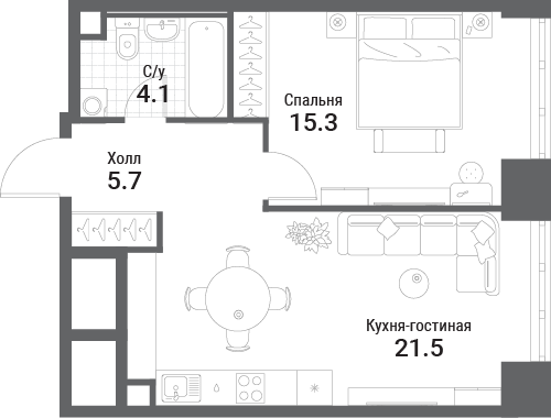 Продажа 1-комн квартиры в новостройке Проектируемый 7024-й проезд,  к. 4