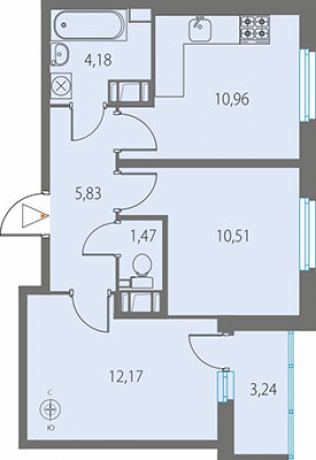 Планировка ЖК Крылья, 22.68 м2