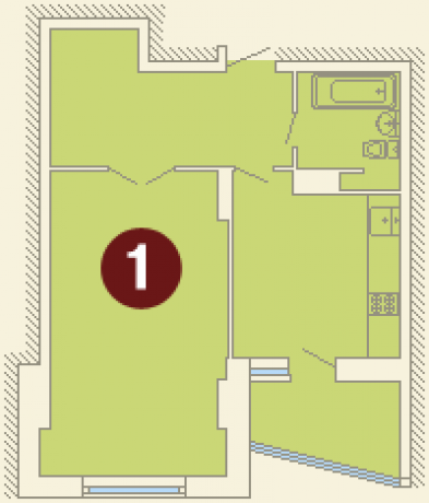 Планировка ЖК Апрелевка, Дубки, корп. 1, 21 м2