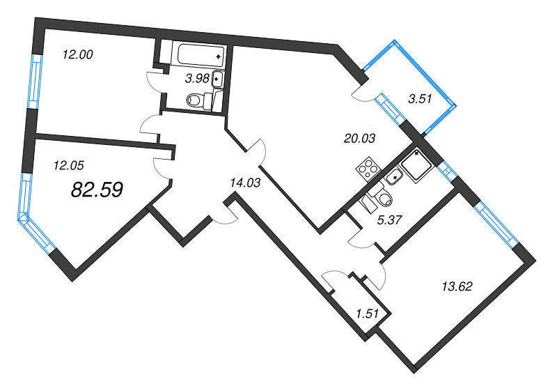 Продажа 3-комн квартиры в новостройке Шушары п., Пулковское ш.,  к. 3.5