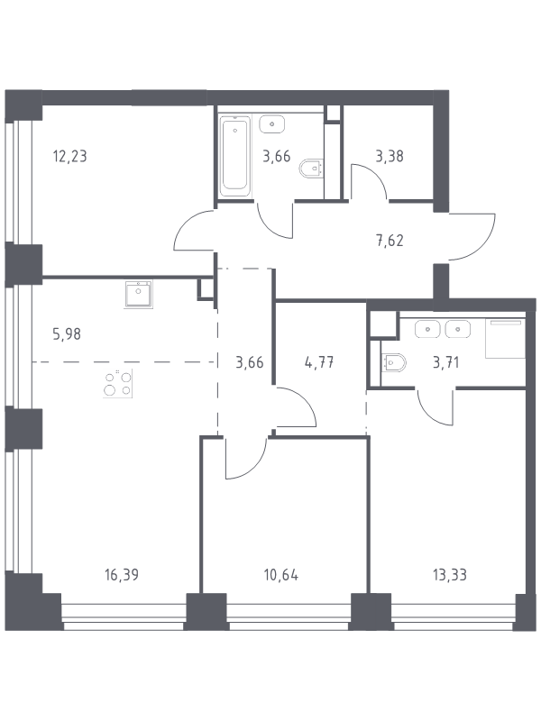 Продажа 3-комн квартиры в новостройке Москва г., Генерала Дорохова пр-кт,  к. 1