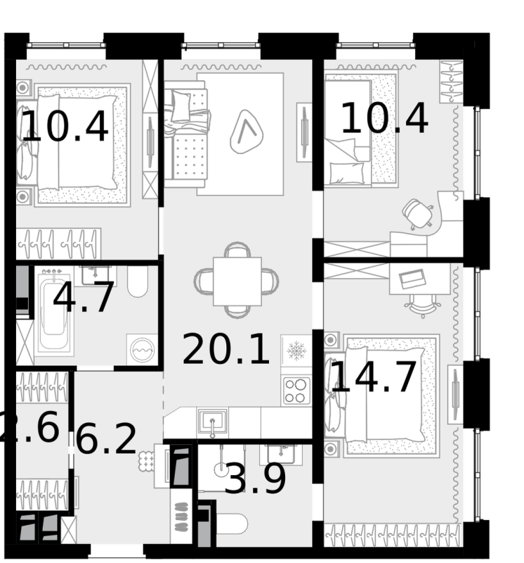 Продажа 3-комн квартиры в новостройке Коммунарка п., Бачуринская ул.,  к. 6