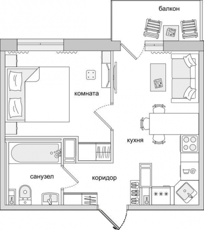 Планировка ЖК Черная речка, 10.31 м2