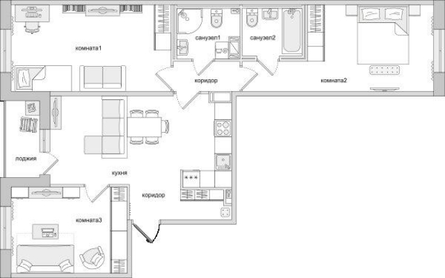Планировка ЖК Черная речка, 45.36 м2