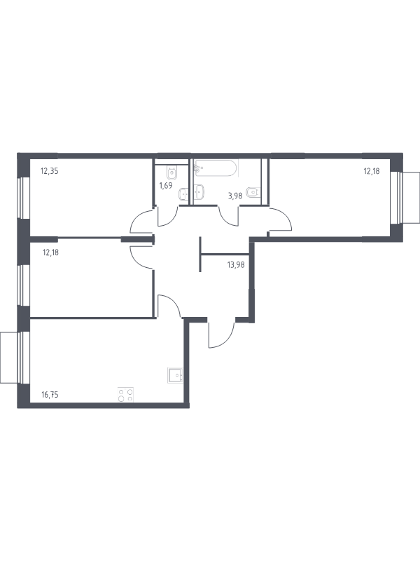 Продажа 3-комн квартиры в новостройке Москва г., Донецкая ул.,  к. 1